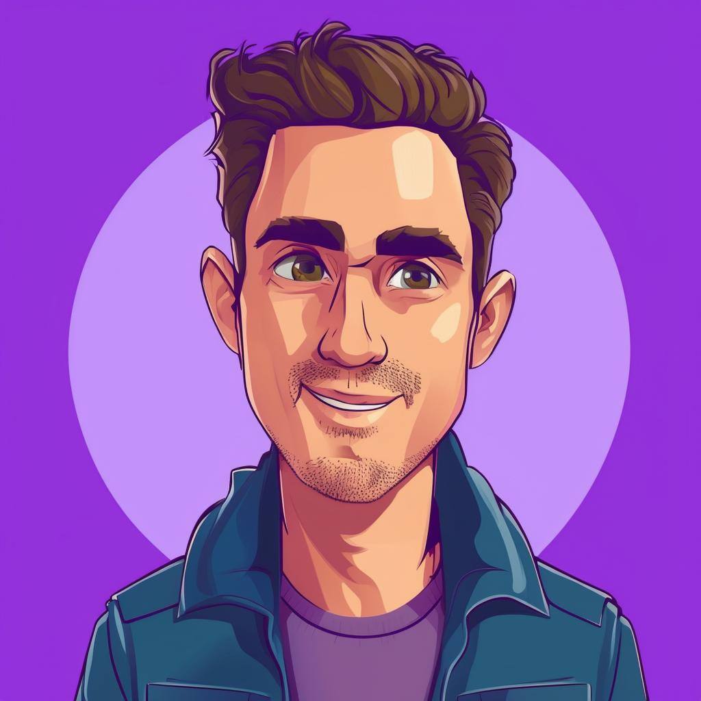 cartoon man purple background